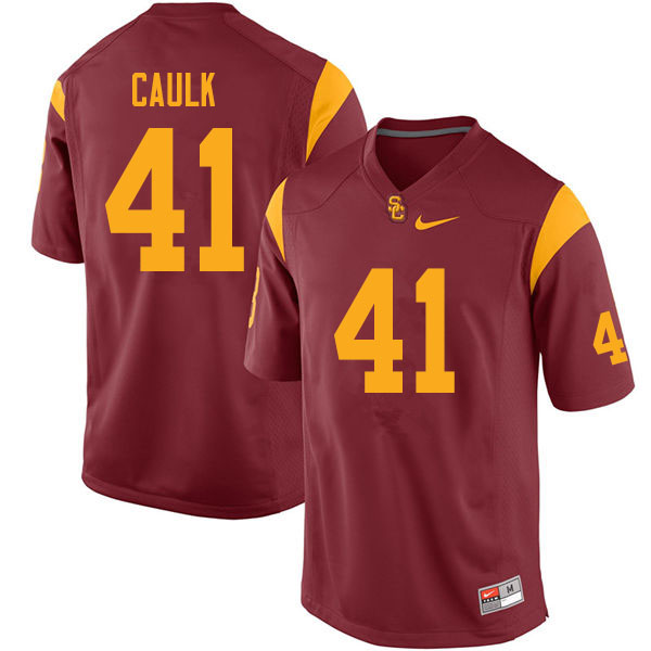 Men #41 Chris Caulk USC Trojans College Football Jerseys Sale-Cardinal